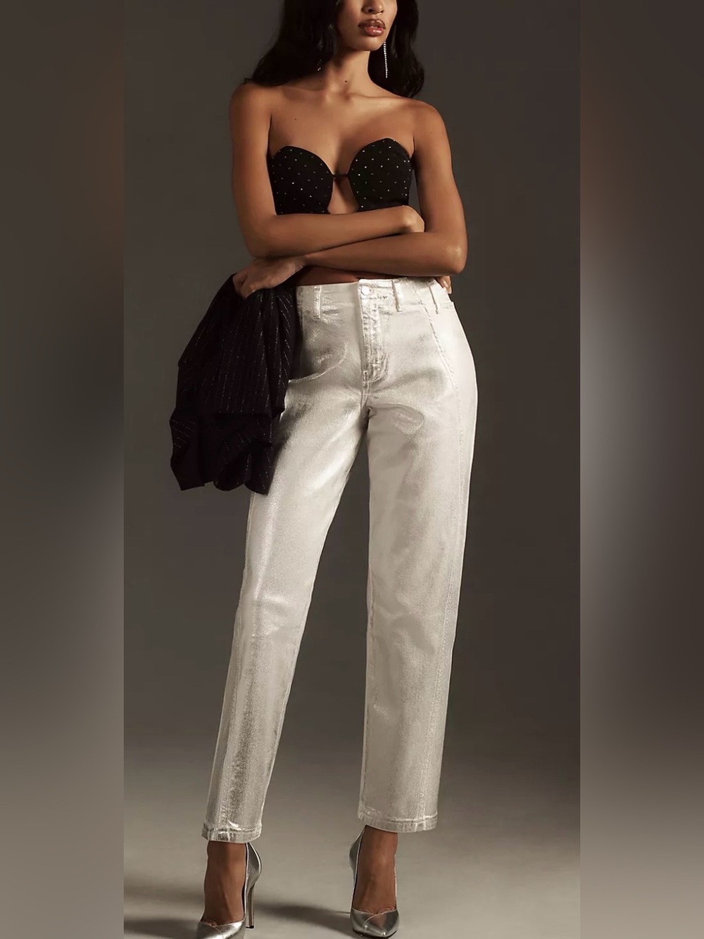 Pilcro The Foiled Curved Mid-Rise Taper Jeans
